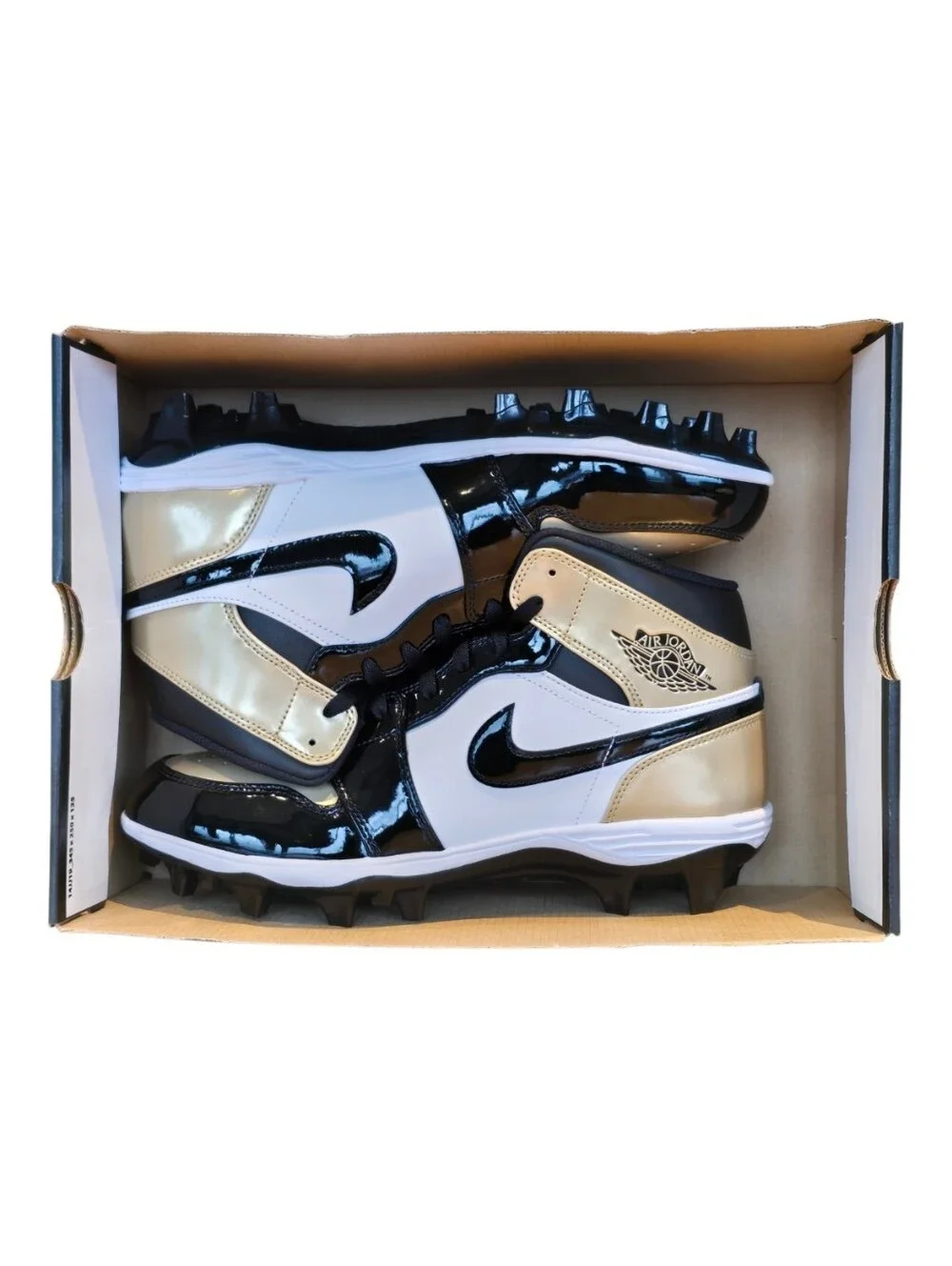 Air Jordan 1 Mid TD Football Cleats FJ6805-701 Gold Black White Men's 11.5 Nike